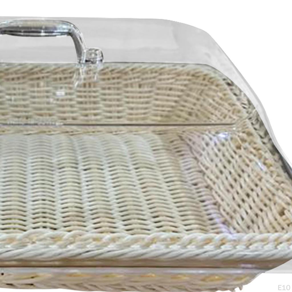 , Fruit Basket, Rustic Dustproof Food Imitation Rattan Woven Basket for Camping, Home,