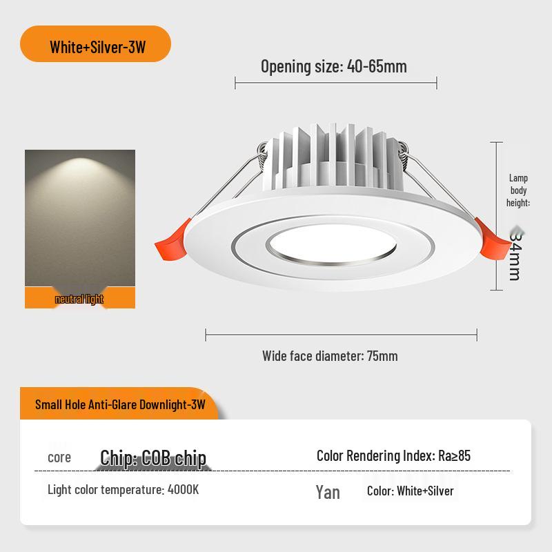 Downlight LED Mic 3W/5W, Gaură 4-6 cm, Spot COB pentru Living & Vitrină Vinuri