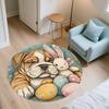 Plush Dog,Round Area Rug,Carpet Rug for Living Room Bedroom Sofa Playroom Decor,Non-slip Floor Mat