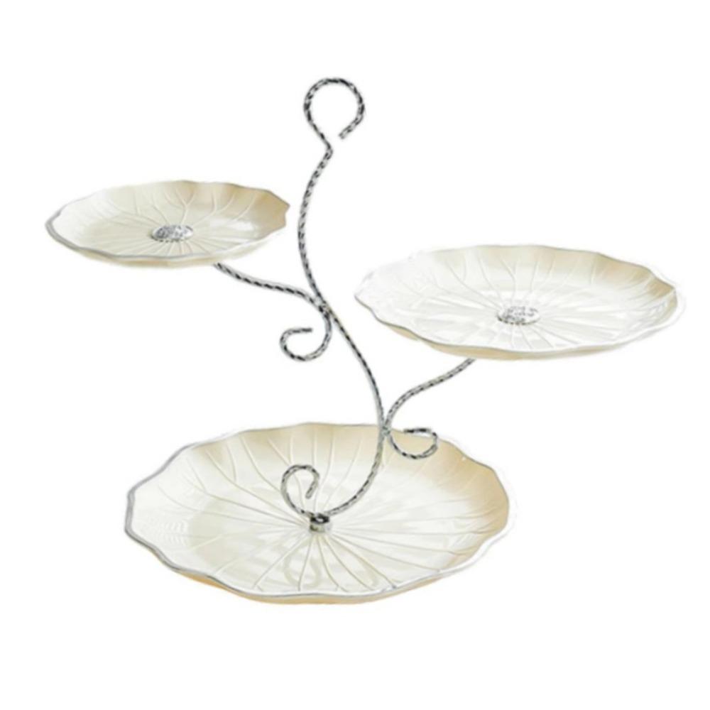 Kakefat med stor kapasitet, grenformet, stabilt, trelags fruktfat, 3-etasjers serveringsbrett, kjøkken