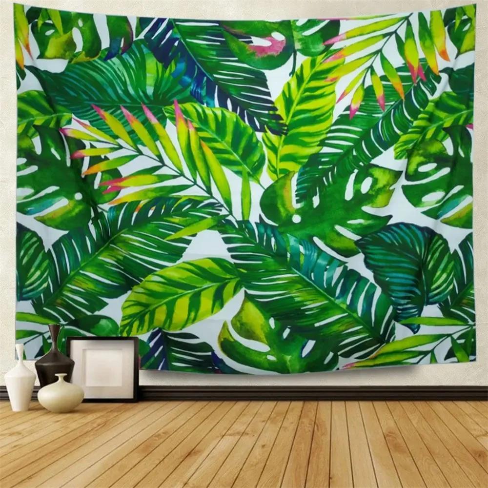 Tropical Palm Leaf Tapestry Botanical Leaves Wall Hanging Blanket for Living Room Bedroom Dorm Home Decor Nature Theme Tapestry
