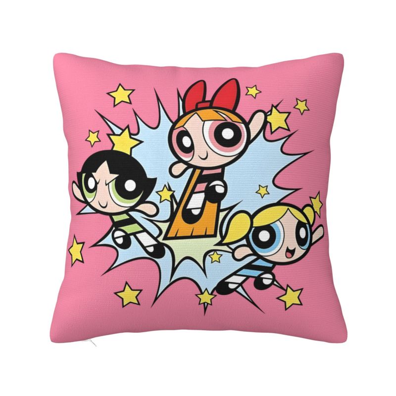 Custom Fashion The P-PowerPuffs Girls Cushion Covers 40x40cm Soft Cartoons Pillow Case for Car Square Pillowcase