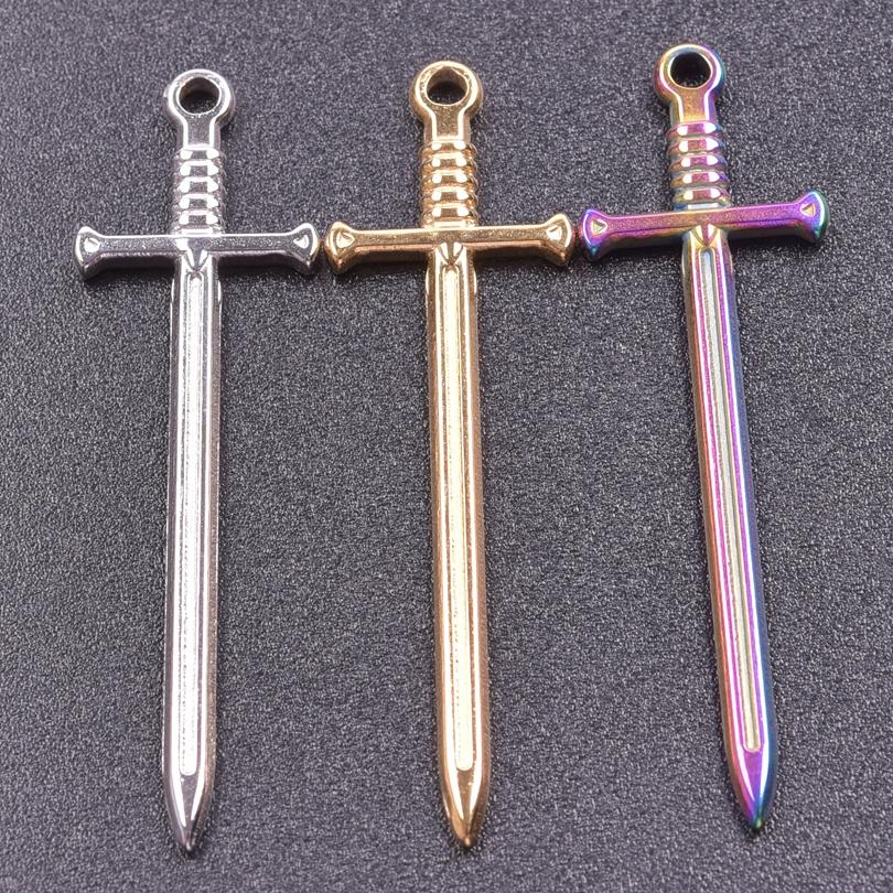3pcs Sword Pendants Stainless Steel Charms For Jewelry Making Supplies Accessories Handmade Necklace Earrings Materials Pendant