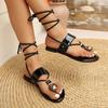 Fashion New Summer Women Sandals Straps Square Toe Party Footwear Lightweight Sandals Female Beach Shoes Women Trend Solid Color Ankle