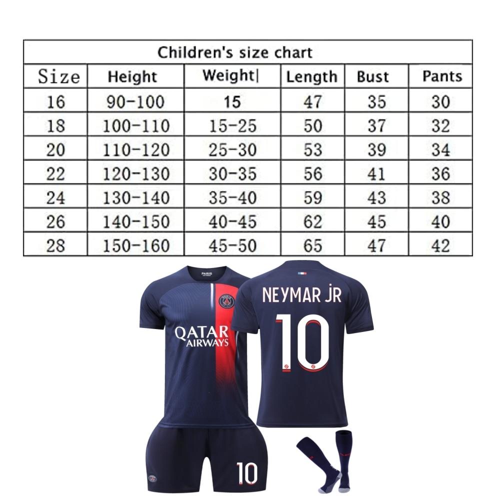 Zestaw Koszulka Piłkarska dla Dzieci Paris Neymar Koszulka Piłkarska Spodenki Oddychająca Szybkoschnąca Odzież Sportowa Niebieski Biały