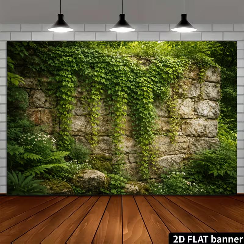 2D Fantasy Mondbeleuchtete Höhle Kulisse, Wald Wasserfall Natur Landschaft Party Banner