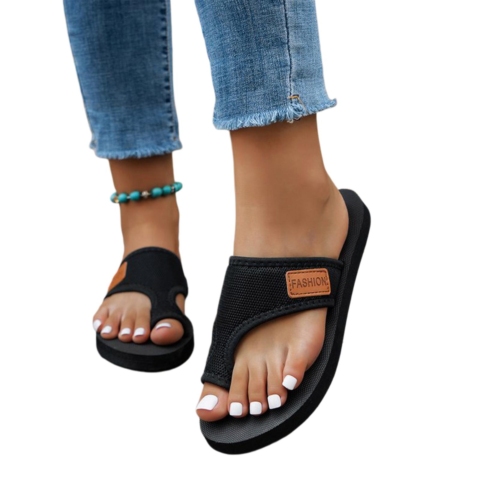 

Womens Slide Sandals, Non- Water-Resistant PU - Sandals with All-Day Comfort for Indoor Outdoor Casual Errands & Beach Days 36 чёрный