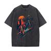 Cycling Pulse Mountain Sunset Advent Retro Washed Distressed T Shirt Men Summer Casual Short Sleeve