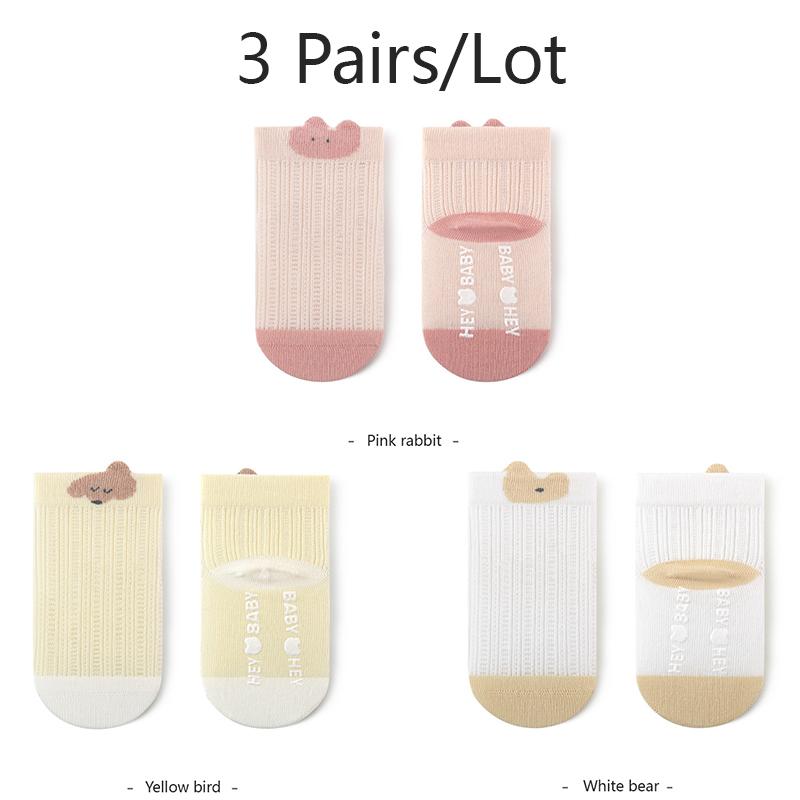 3/5 Pairs Baby Anti-Slip Socks Cartoon Newborn Socks Mesh Thin Children'S Socks Comfort Wear Non-Slip Baby Socks