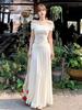 Women's French White Off-Shoulder Top & Knit Midi Skirt Set - Gentle Spring Design