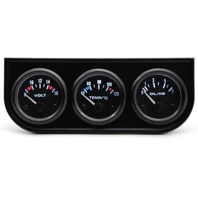 Durability ABS Triple Gauge with Anti Vibration Design for Car Voltage Water Temp Oil Pressure Monitoring Reliability