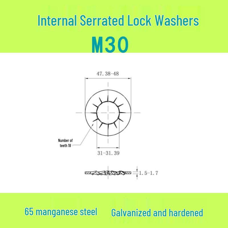 M3-M30 Blackened 65 Manganese Steel Multi-Tooth Inner Lock Washer (GB861.2)