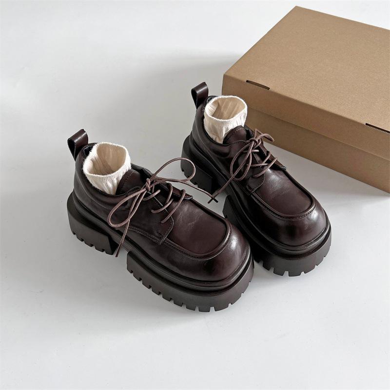 

Туфли женские кожаные на платформе в ретро-черном британском стиле 2025 года, универсальные французские туфли-моно на осень и зиму Mary Jane Love 39 коричневый