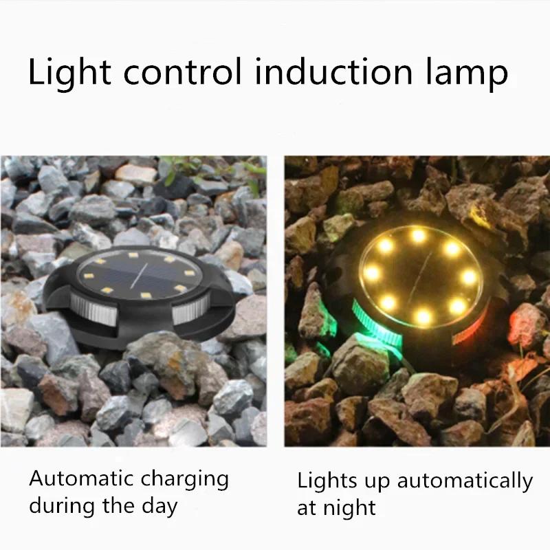 4PCS 12LED Solar Power Disk Light Outdoor Garden Solar Underground Light Deck Light Spotlight Buried Solar LED Lamp Garden Decor