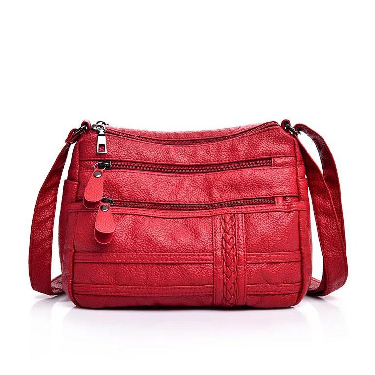 Women's Large-capacity Single-shoulder Bag Messenger Bag Ladies Solid Color Casual Soft Leather Bag