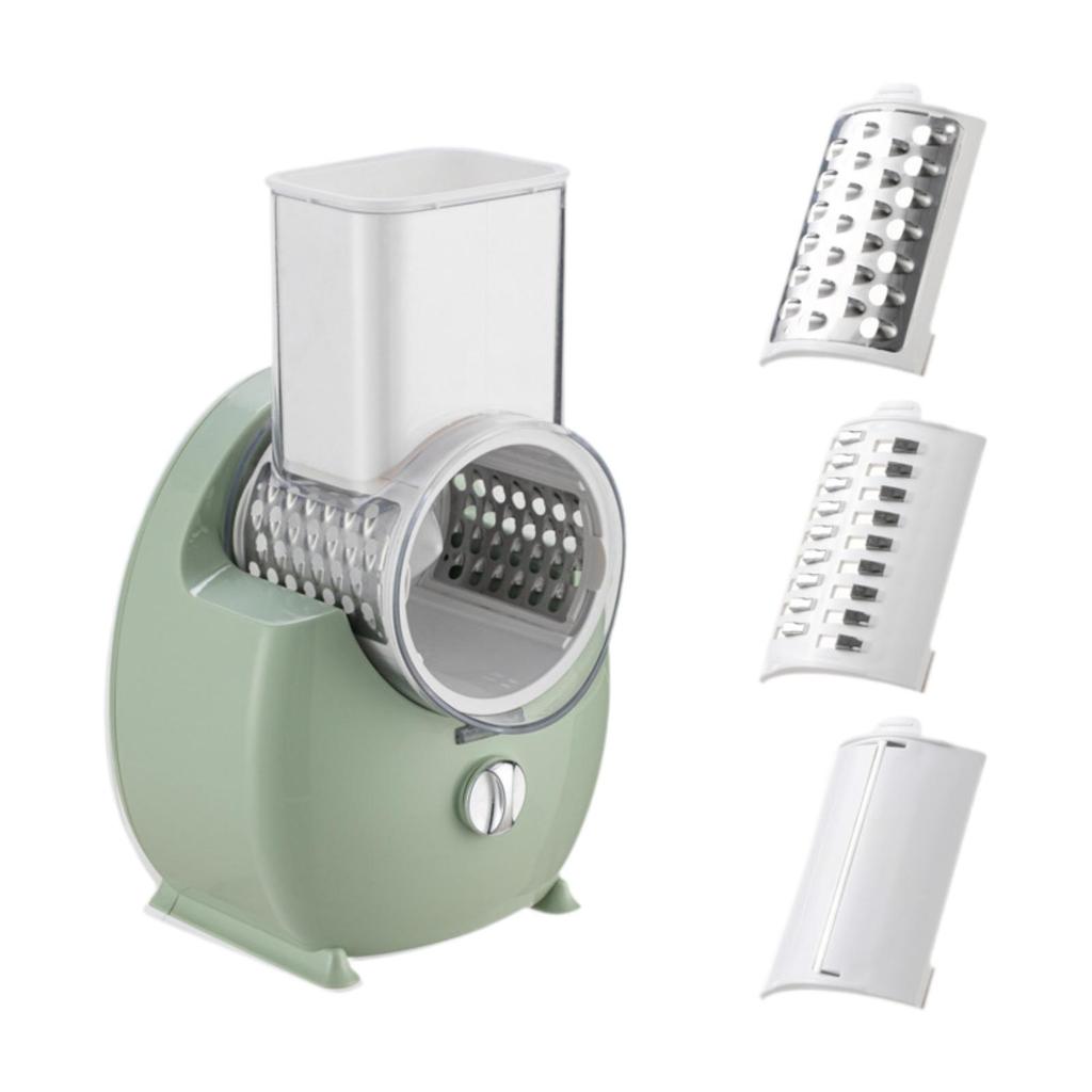 Electric Cheese Graters 3 in 1 Rotary Grater for Onion Potato Burger Patties Green