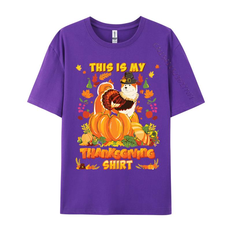 Mens Tshirts This Is My Thanksgiving Akita Dog Bless T Shirt Cool Tees For Men Loose Tops Tees Cotton