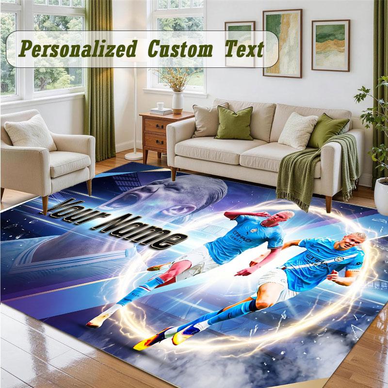 Crystal Velvet Square Rug Custom NameErling Haaland Pattern Non Slip Home Floor Decor Rug