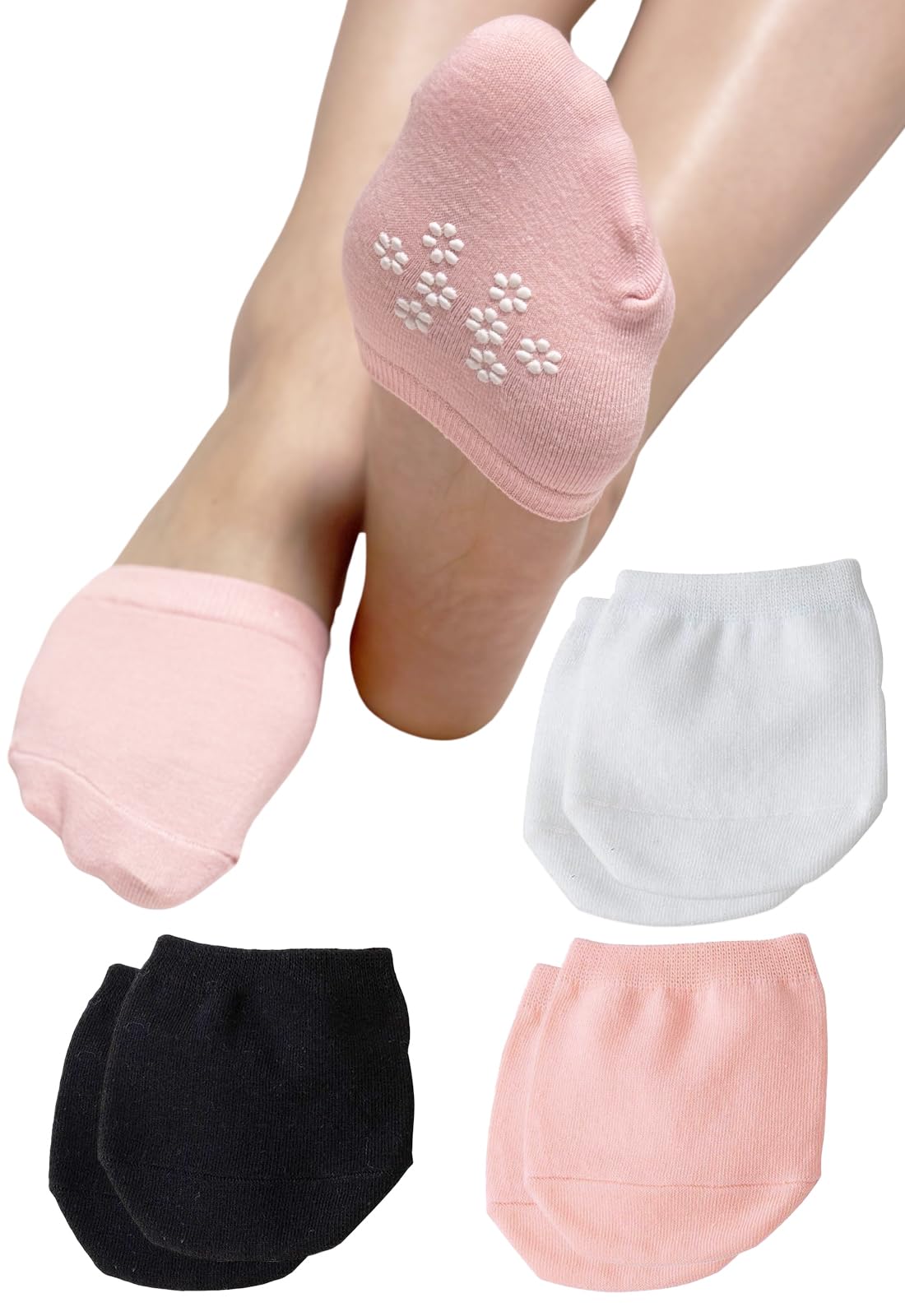 

TOMOTHY Toe Toe Part Baby Pink Socks, 3-Pair Set, Covers, Anti-Slip, Socks, Black, White,