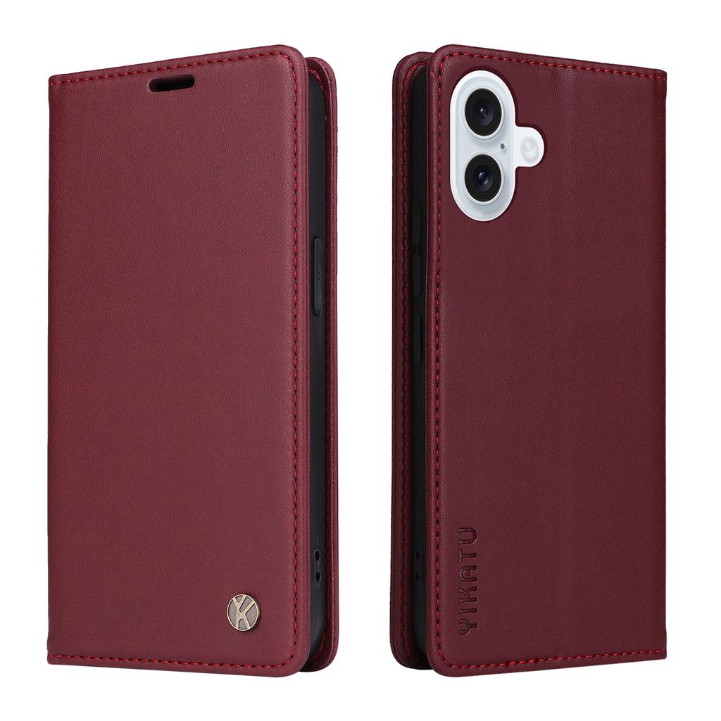 For iPhone 17 Phone Cases YIKATU Magnetic Closure PU Leather Mobile Cover