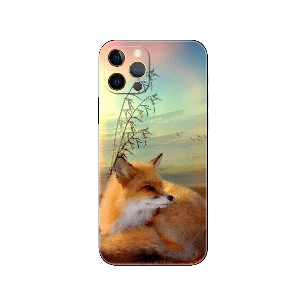 

Чехол для телефона с милым мультяшным животным лисой для iPhone 5 5S 2020se 6 6s 7 8 plus x 10 XR XS 11 12 13 mini pro MAX, черная задняя крышка из ТПУ iphone 12