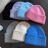 High-Quality 100% Pure Wool Winter'S Knitted Hat Women Solid Color Double-Layer Warm Soft Wollen Beanies Y2K Bonnet Skullies Cap