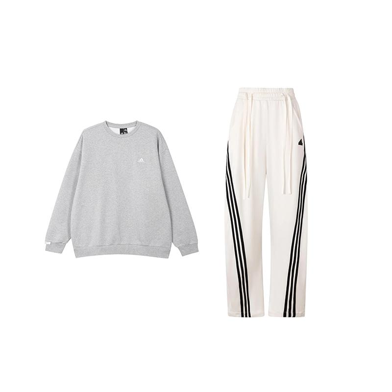 

Adidas High Street Solid Color Simple Logo Pattern Fleece Thick Long Sleeve Tie Stripe Pants Casual Sports Suit Unisex Sports Suit IV7599+JV9944 M