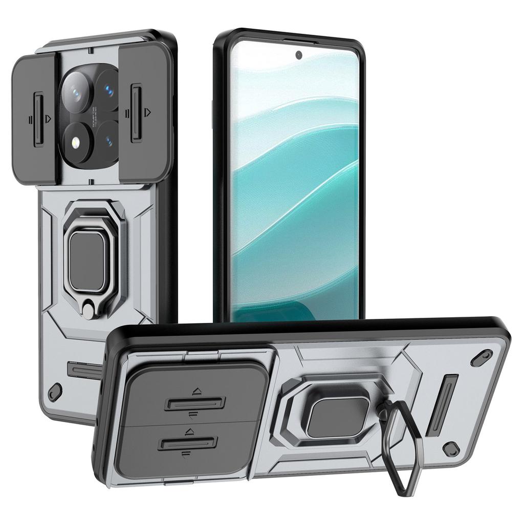 For Xiaomi Redmi Note 14 Pro 5G/Poco X7 5G Case PC+TPU Kickstand Phone Protector with Lens Cover
