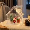 Customizable Gift for Kids Clear Acrylic House Ornament DIY Fillable Christmas with Light Decorative Shelf Figurine Holder Rechargeable Lighted