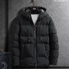 Men's slim-fit padded jacket Autumn and winter padded jacket Men's velvet padded jacket Men's blue hooded jacket Men's