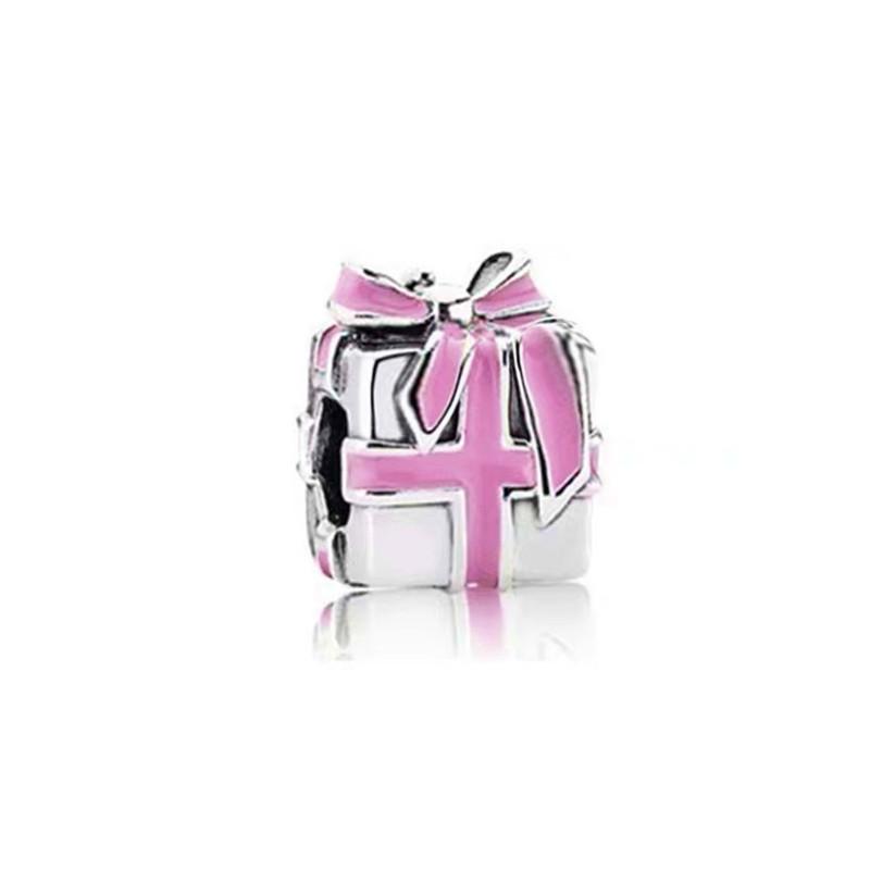 DIY Beaded Bracelet with Pink Scooter Dolphin Bow Highland Cow Charms Silver Plated Beads