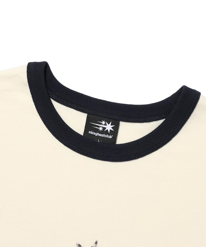 NICEGHOSTCLUB Check 3Star Basic Ringer Tee_Cream(Ng2Gmut537A)