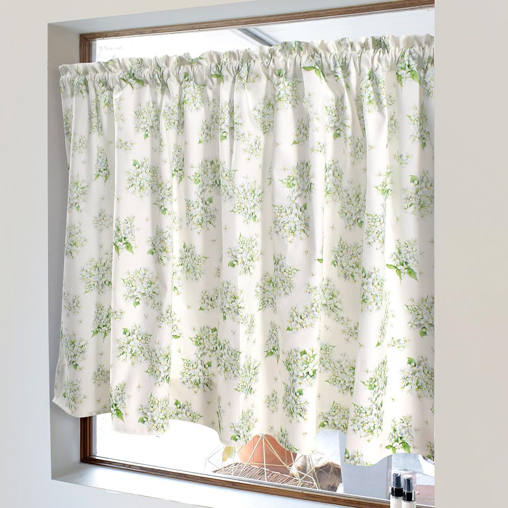 STYLE Decor Cotton Cafe Curtain x Standard W3904430 100% (72cm 142cm), Type, Jasmine, White,