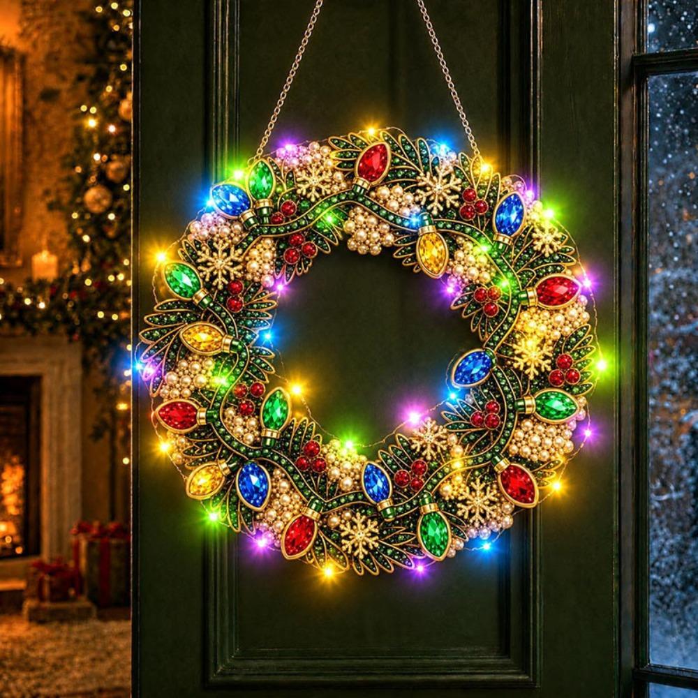 Zářící sady pro malování diamantem LED řetězová světla DIY závěsná sada Vánoční ozdoby