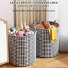 Laundry Basket with Handles Blanket Basket Storage with Houndstooth Foldable Fabric Bedroom Hamper Dirty Clothes Hamper