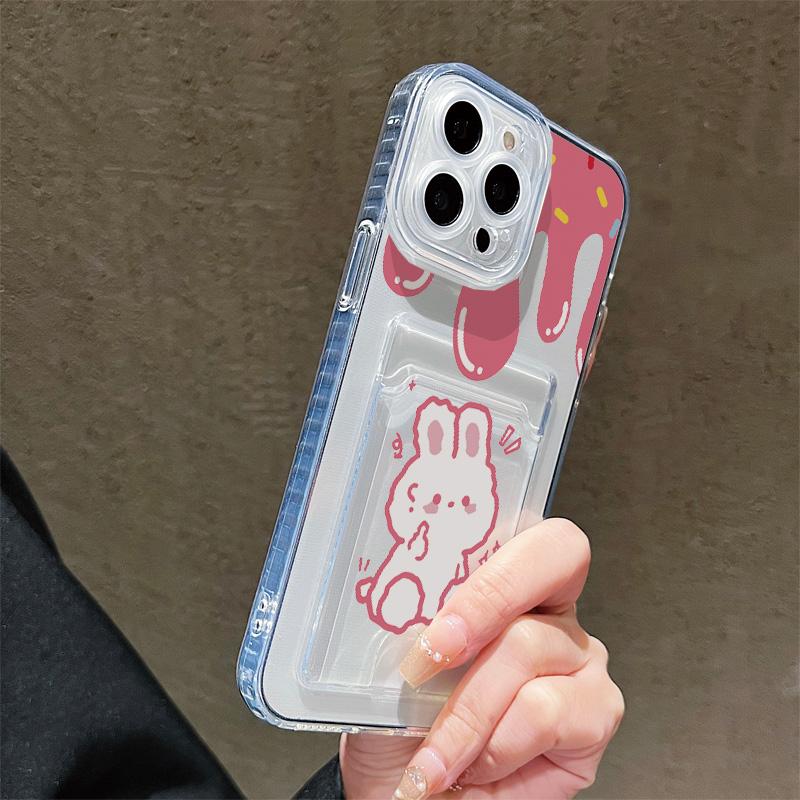 Card Slot Holder Silicone Wallet Pocket Case For Samsung S23 S24 S25 Ultra A15 A25 A35 Xiaomi Redmi 15 14 12 13 iPhone 17 Air Cover Clear Phone Bumper