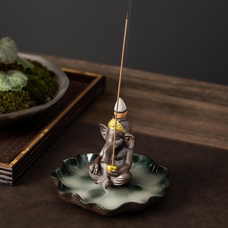 Ceramic Backflow Incense Burner Frog Elephant Rabbit Incense Holder Incense Stand Ornament