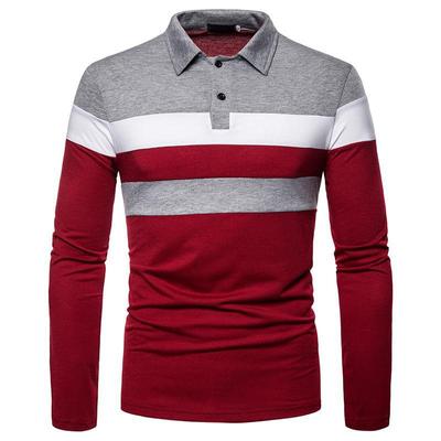Herren Langarm-Poloshirt, 3-Farben-Design, Trendiges europäisch-amerikanisches Casual-Mode-T-Shirt 2023.