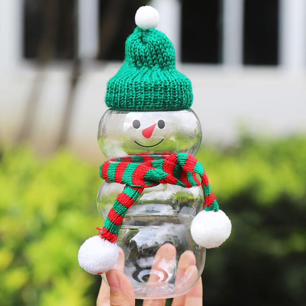 500ml Christmas Candy Jars Christmas Snowman Shaped Snacks Storage Bottle