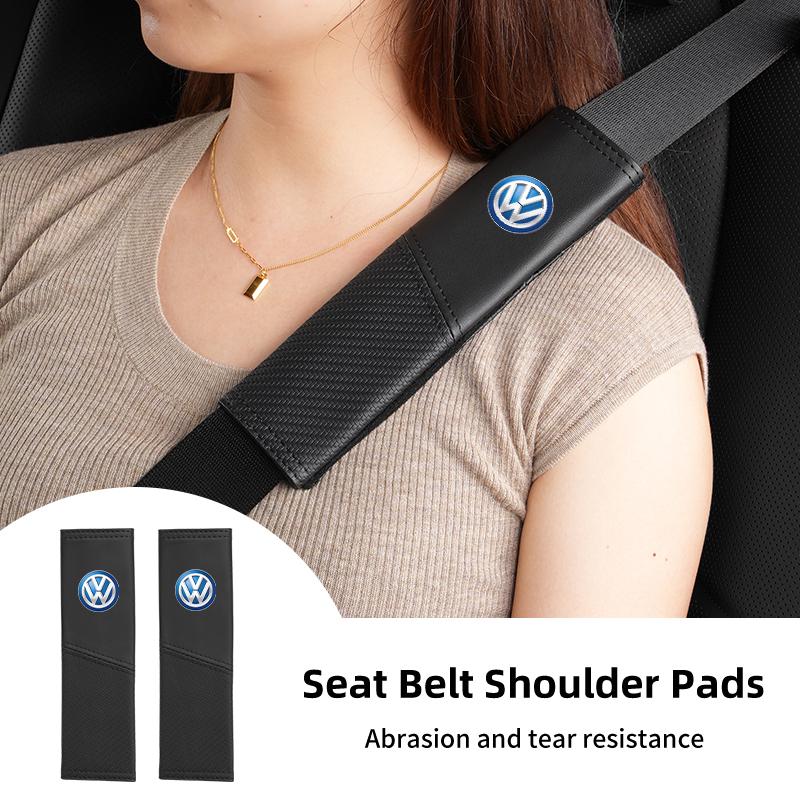 LEG1 Car Seat Belt Cover Safety Belt Two-colour Splicing Shoulder Protection Pads For VW Tiguan CC Jetta Polo Passat T-ROC Touareg
