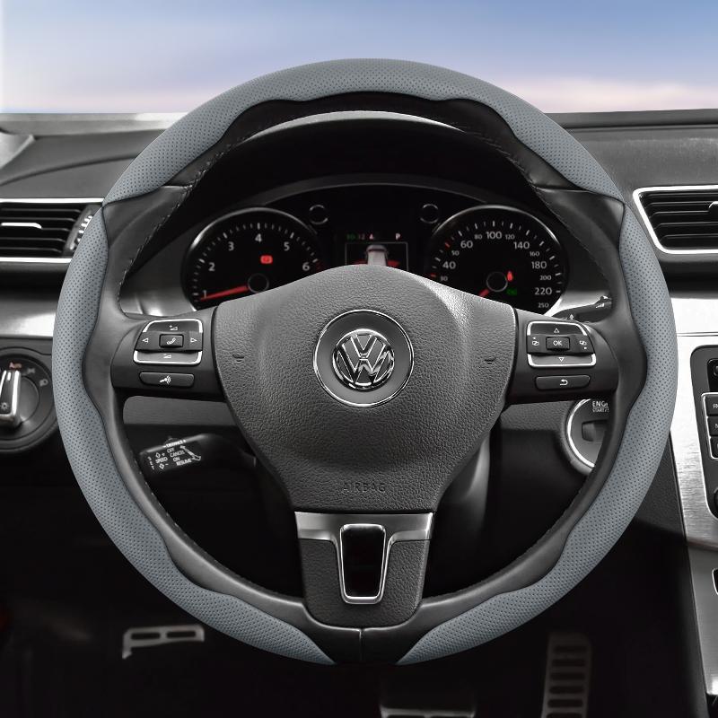 

Suitable for Volkswagen Breathable Hole Leather Steering Wheel Cover Segmented Quick Release Design Non-Slip Durable Polo Golf 6 up Gol Scirocco