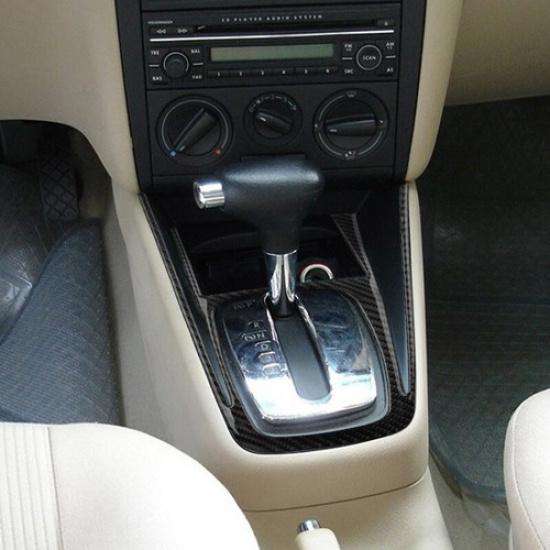 Bright Carbon Fiber Center Gear Shift Panel Cover Trim For VW Golf 4 1999-2004