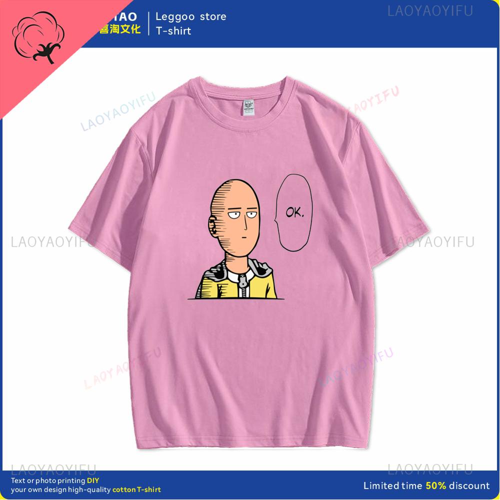 One Punch Man Says Ok Cartoon Hip Hop Crew Neck Casual Fashion Street Wear Trend Summer Comfortable Men Women Universal Tshirt
