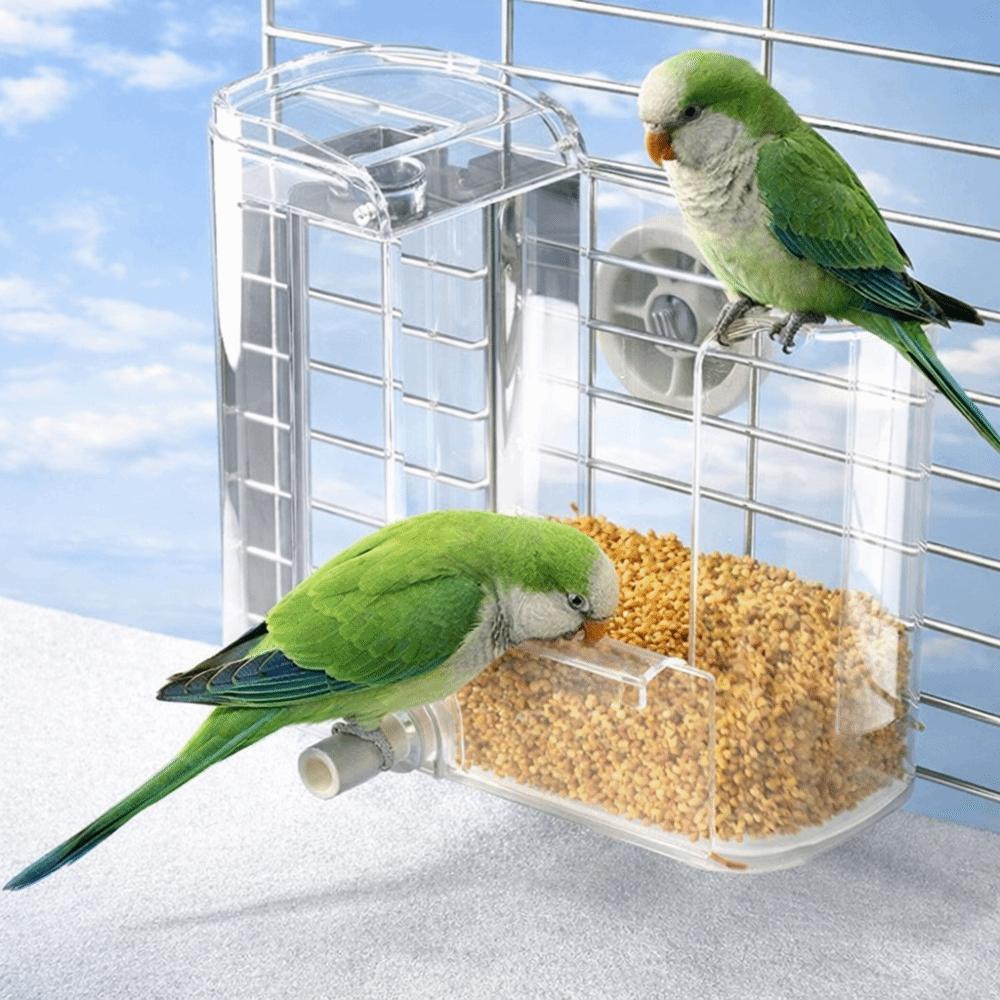 Transparent Bird Feeding Container Hanging Water Dispenser Bird Cage Feeder Waterer  Cockatiel
