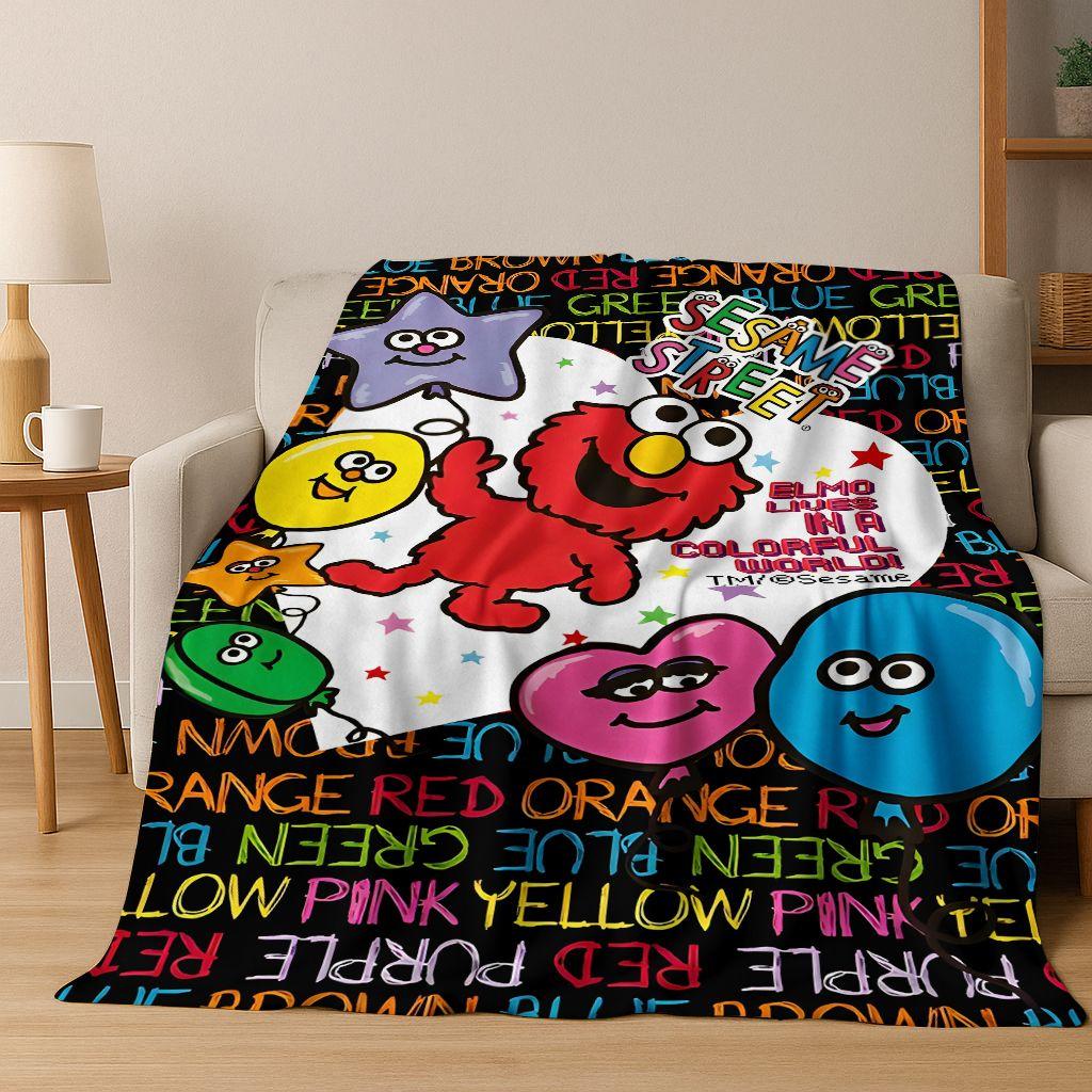 3D S-Sesame Cartoon Art Flannel Blanket,Cozy Soft Throw Blanket for Home Bedroom Bed Sofa Picnic Office Cover Gift Kids