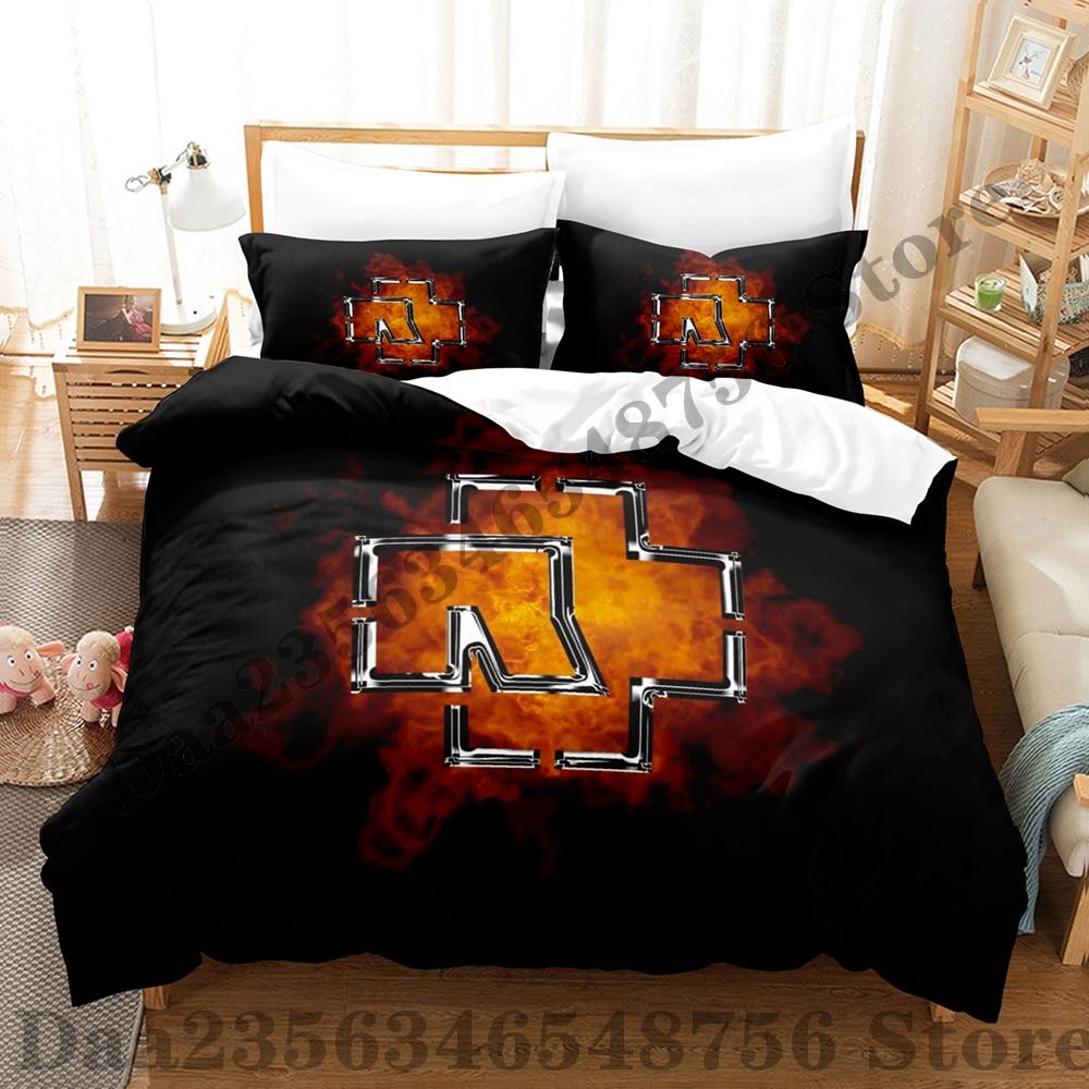 Rammstein Bettwäsche Set Einzelbett Twin Full Queen King Size Bettwäsche Set Erwachsener Kind Schlafzimmer Bettbezug Sets 3D Anime Bettlaken Set
