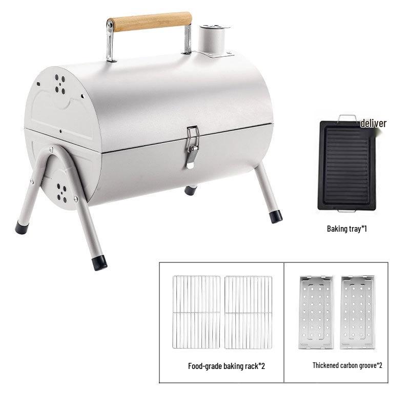 Smokeless Outdoor Double-Sided Portable BBQ Grill and Chimney Stove