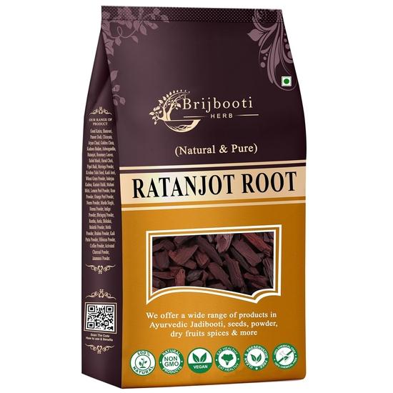 

BrijBooti Ratanjot Root 100 Gr - Raw Alkanet Root - Alkanna Tinctoria For Cooking, Hair Fall, Hair Growth, Skin Burns 100GM