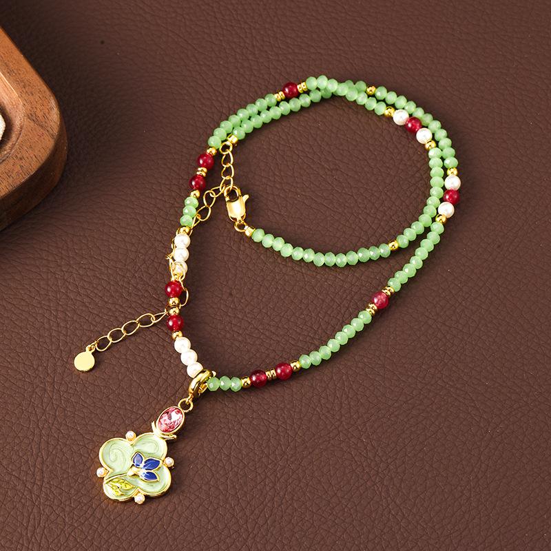 Antique-Style Enamel Flower Oil Painting Pearl Stud Earrings: Niche Literary Retro Luxury for Autumn/Winter