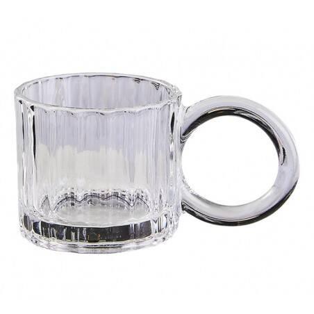 Ecarla Szklanka Z Uchem Ryflowana Mała Do Kawy 225Ml Szk61